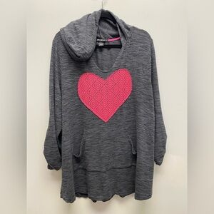 4 for $25 🍒 Miss Chievous Charcoal Sweater with Pink Heart Size 3x